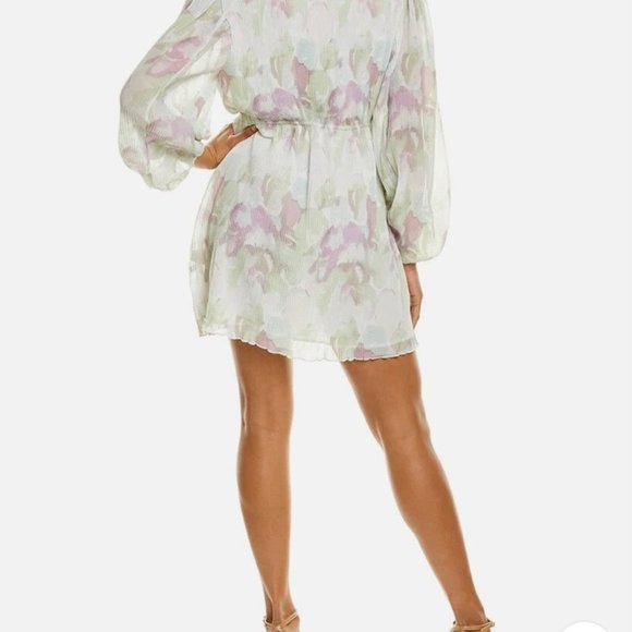 Lord & Taylor Button-Up Pastel Printed Lantern Sleeve Dress - Picture 5 of 11